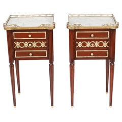 Antique Pair French Empire Ormolu Mounted Bedside Cabinets 19th Century