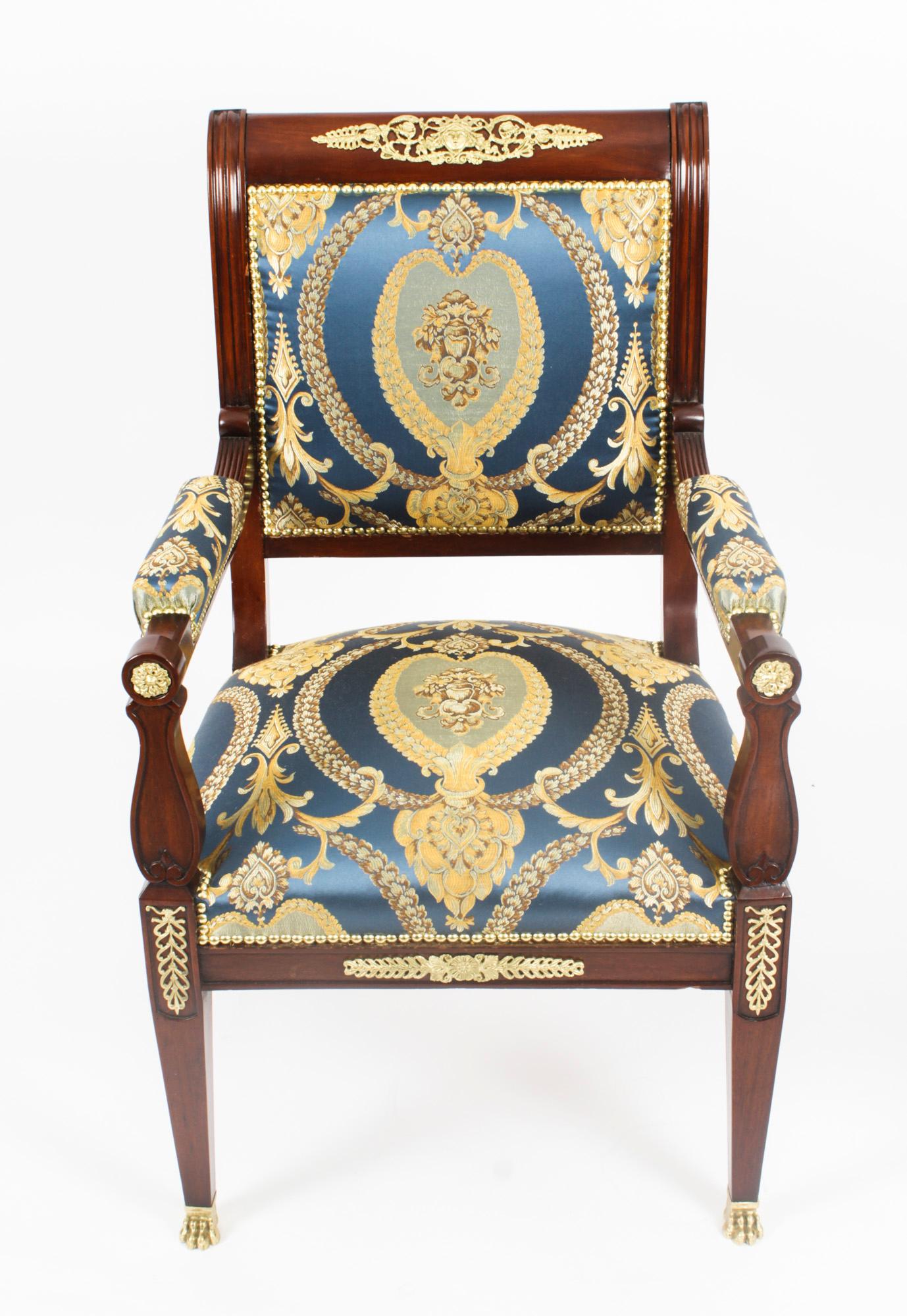 Antique Pair French Empire Revival Ormolu Mounted Armchairs 19th Century In Good Condition In London, GB