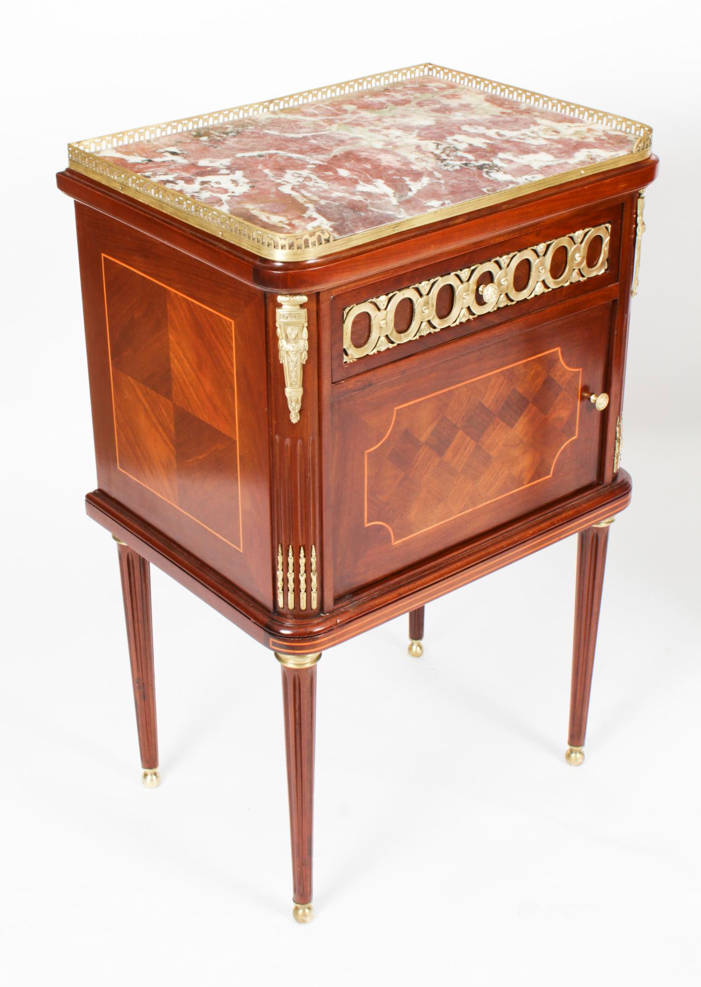 Antique Pair French Empire Style Bedside Cabinets 19th Century In Good Condition For Sale In London, GB
