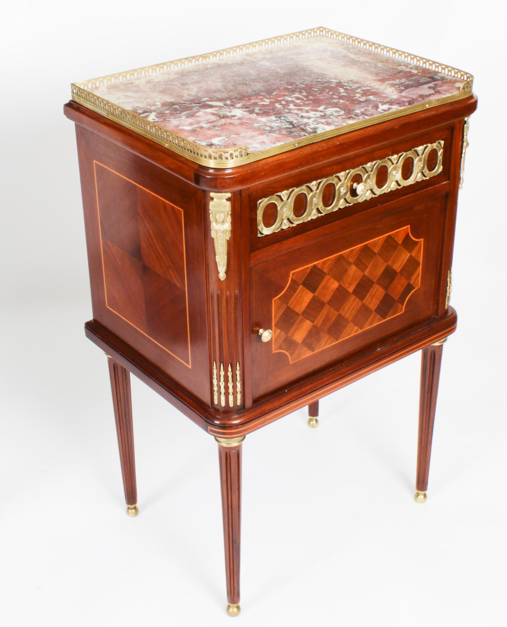 Late 19th Century Antique Pair French Empire Style Bedside Cabinets 19th Century For Sale
