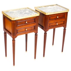 Antique Pair French Empire Style Bedside Cabinets 19th Century