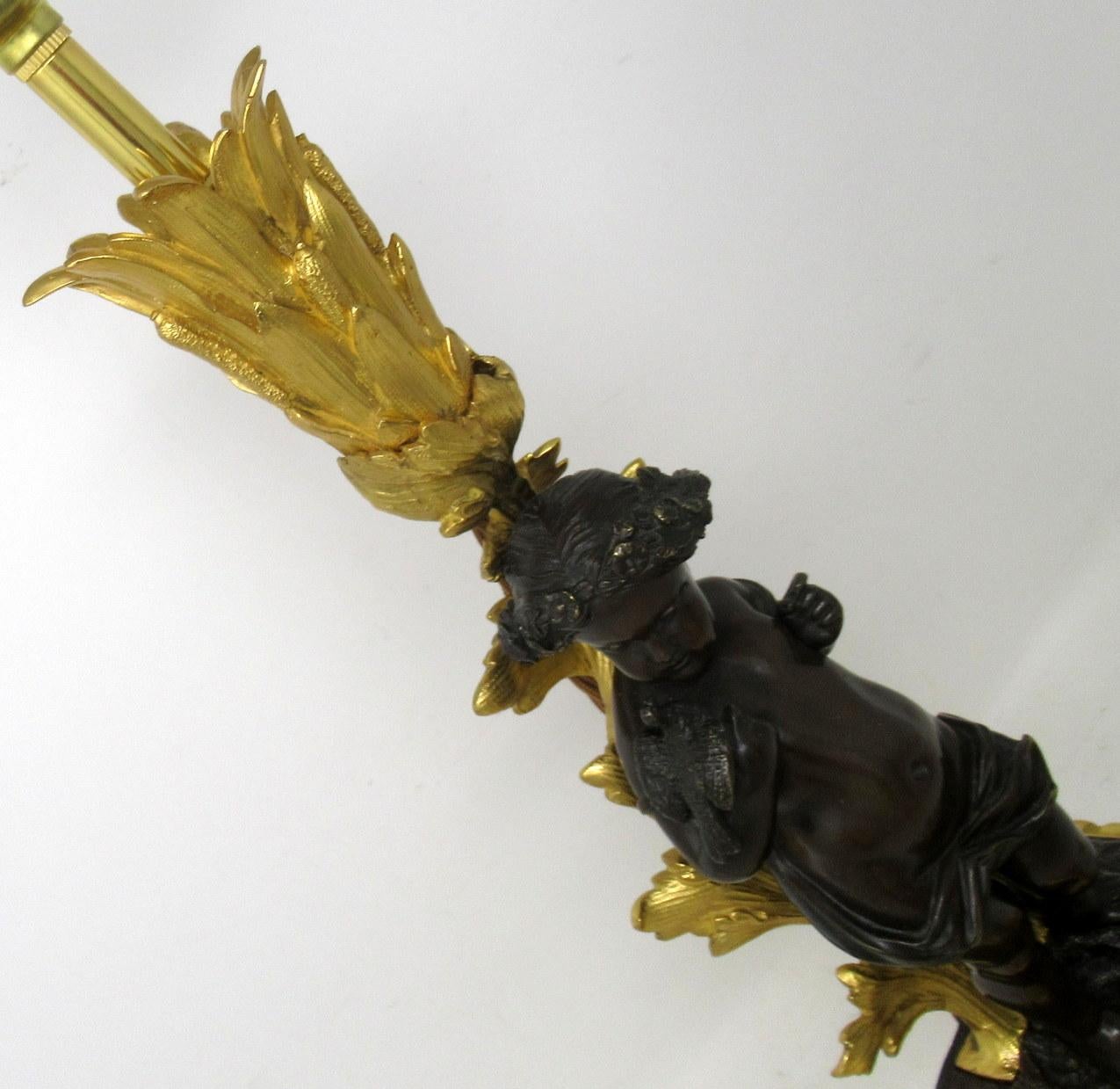 Antique Pair French Gilt Bronze Dore Ormolu Clodion Grand Tour Table Lamps 19 Ct 6