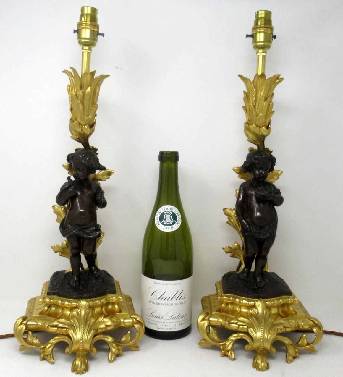 Antique Pair French Gilt Bronze Dore Ormolu Clodion Grand Tour Table Lamps 19 Ct 8