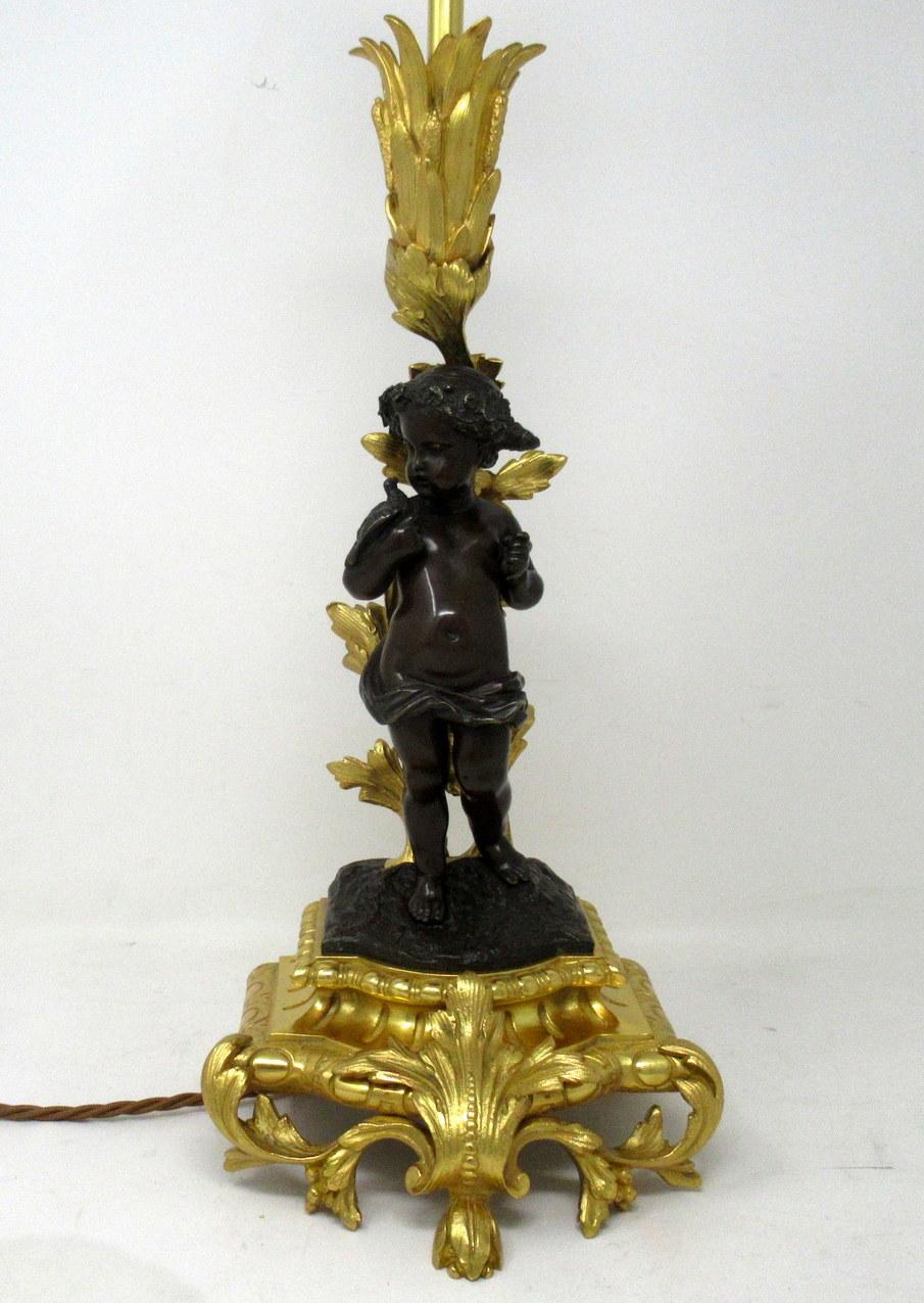 Antique Pair French Gilt Bronze Dore Ormolu Clodion Grand Tour Table Lamps 19 Ct 1