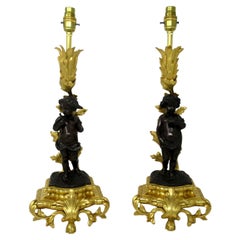 Antique Pair French Gilt Bronze Dore Ormolu Clodion Grand Tour Table Lamps 19 Ct
