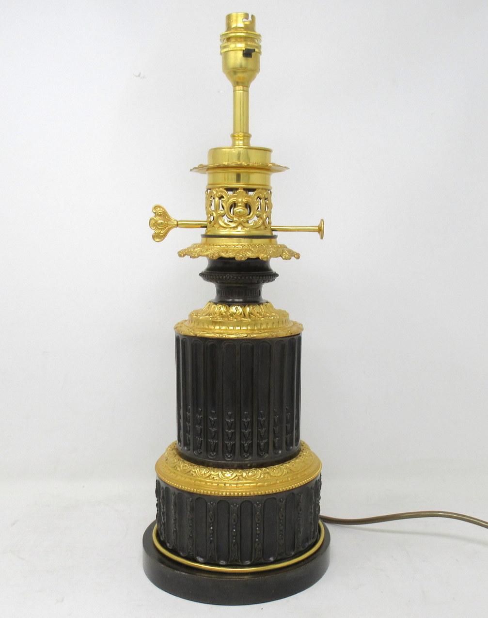 Antique Pair French Gilt Bronze Electric Table Lamps Ormolu Mounts, 19th Century In Good Condition In Dublin, Ireland