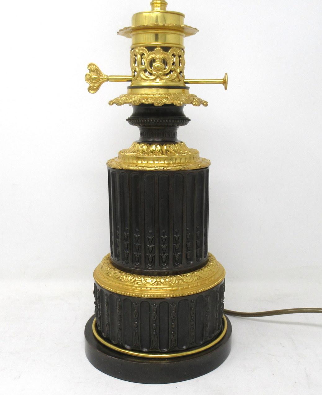 Antique Pair French Gilt Bronze Electric Table Lamps Ormolu Mounts, 19th Century 2