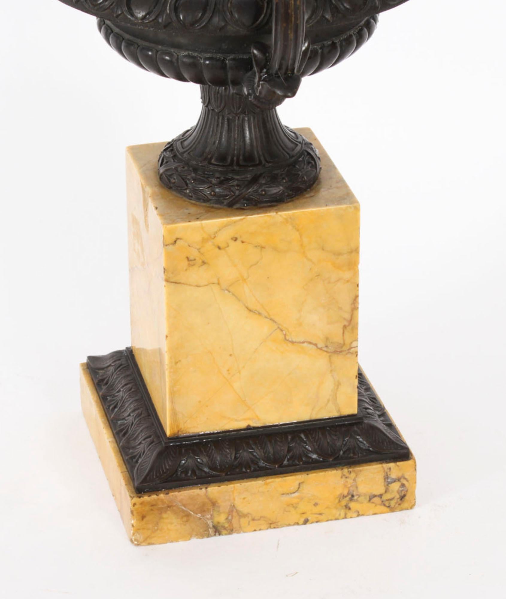 Antique French Grand Tour Tazze in bronzo e marmo di Siena del XIX secolo in vendita 8