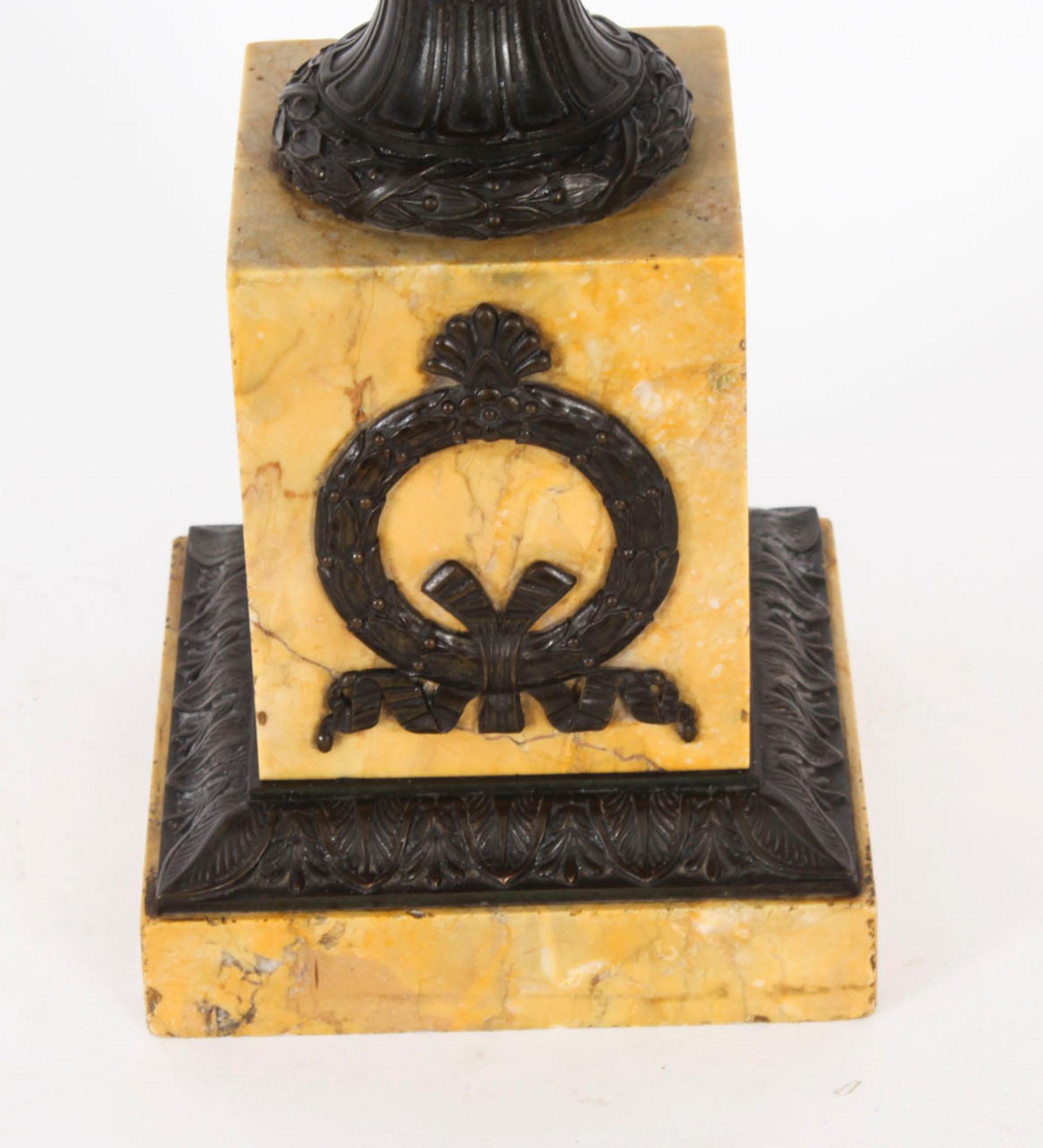 Antique French Grand Tour Tazze in bronzo e marmo di Siena del XIX secolo in vendita 9