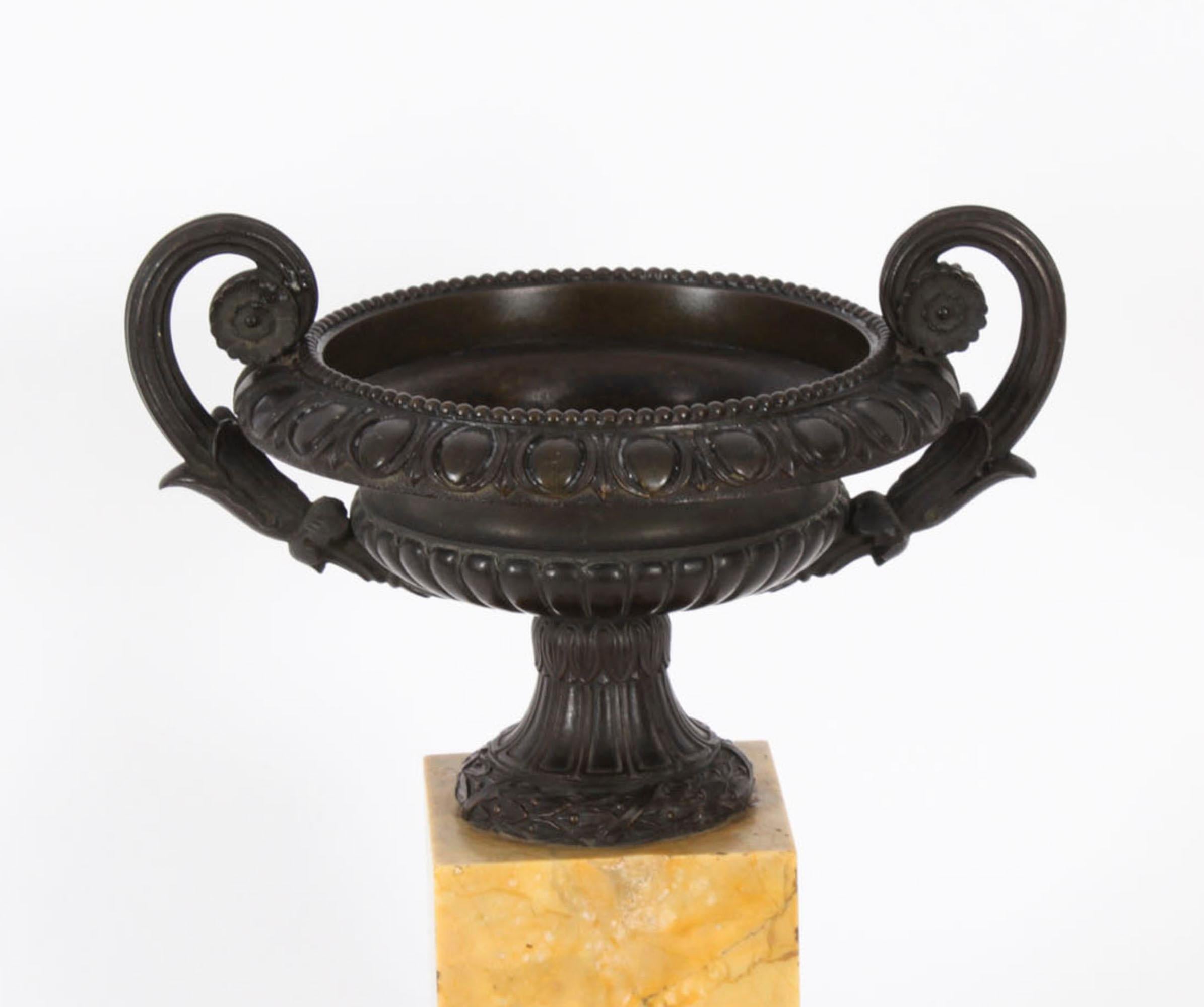 Late 19th Century Antique Pair French Grand Tour Bronze & Siena Marble Tazze 19th Century