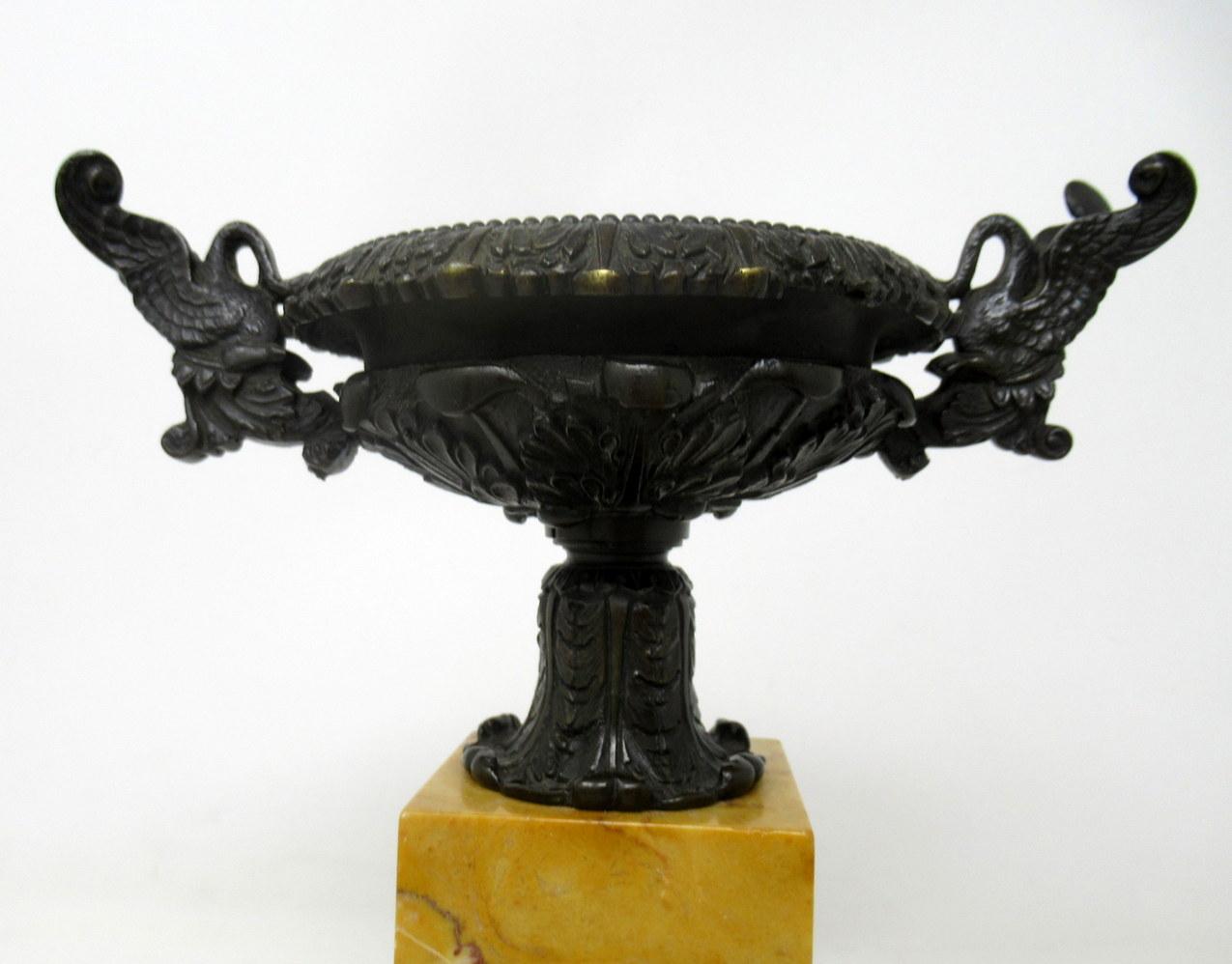 Antique Pair of Grand Tour Empire Bronze Dore Sienna Marble Tazza Urns Vases In Good Condition In Dublin, Ireland