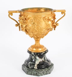 Antique Pair French Grand Tour Gilt Bronze Classical Urns 19th Century