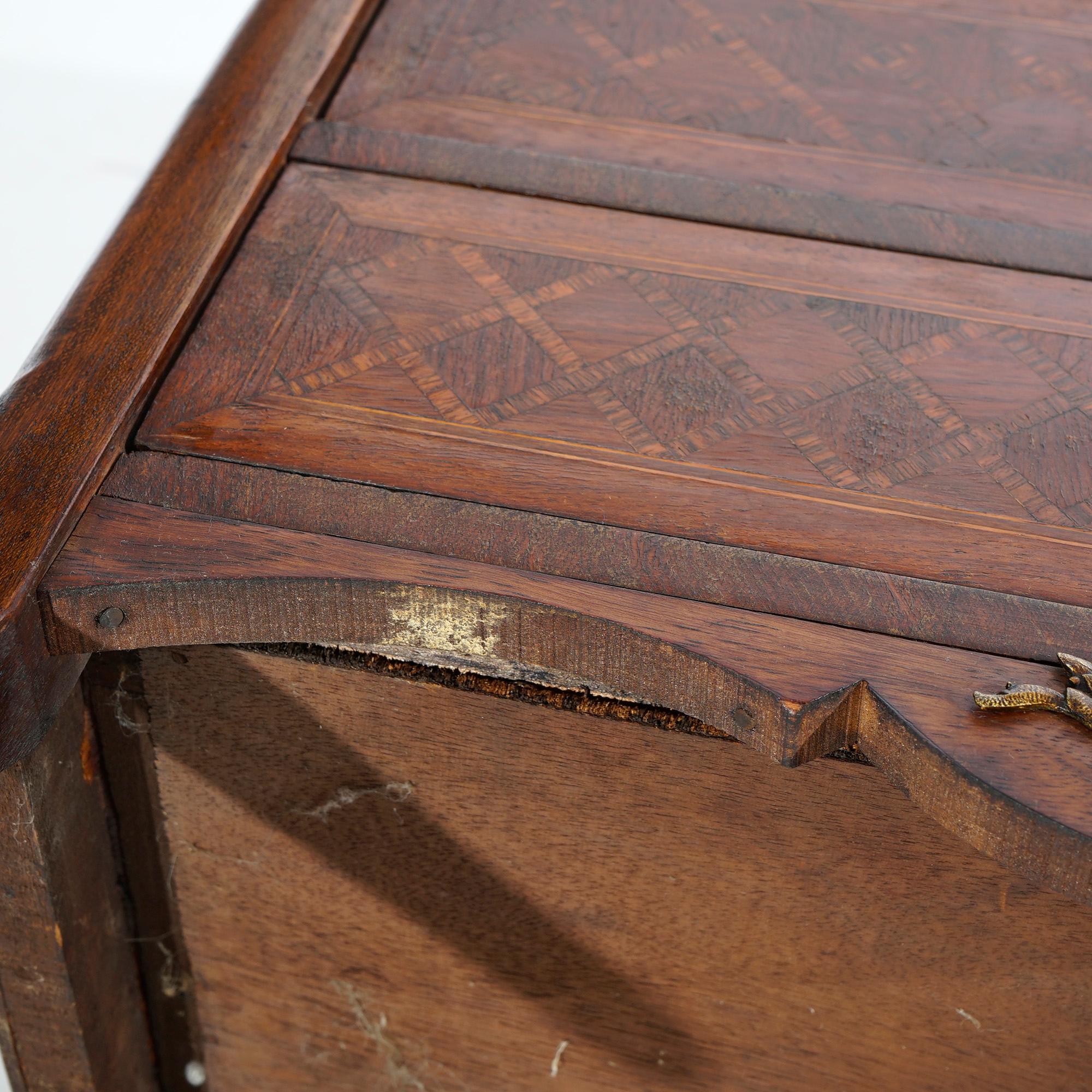 Antique Pair French Kingwood Satinwood Inlaid Marble Top Side Tables circa 1910 For Sale 11