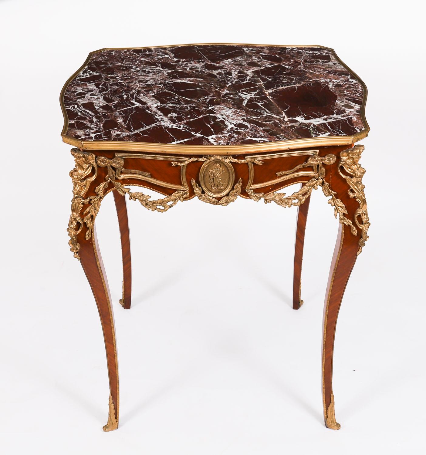 Antique Pair French Louis Revival Marble & Ormolu Occasional Tables 20th Century For Sale 9