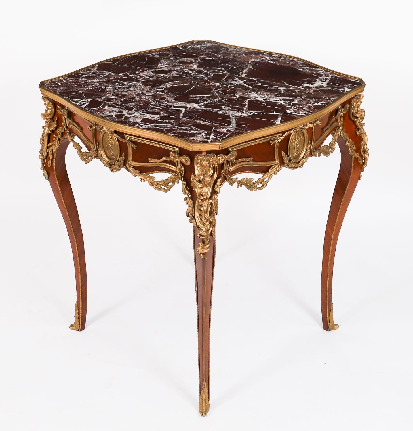 Antique Pair French Louis Revival Marble & Ormolu Occasional Tables 20th Century In Good Condition For Sale In London, GB