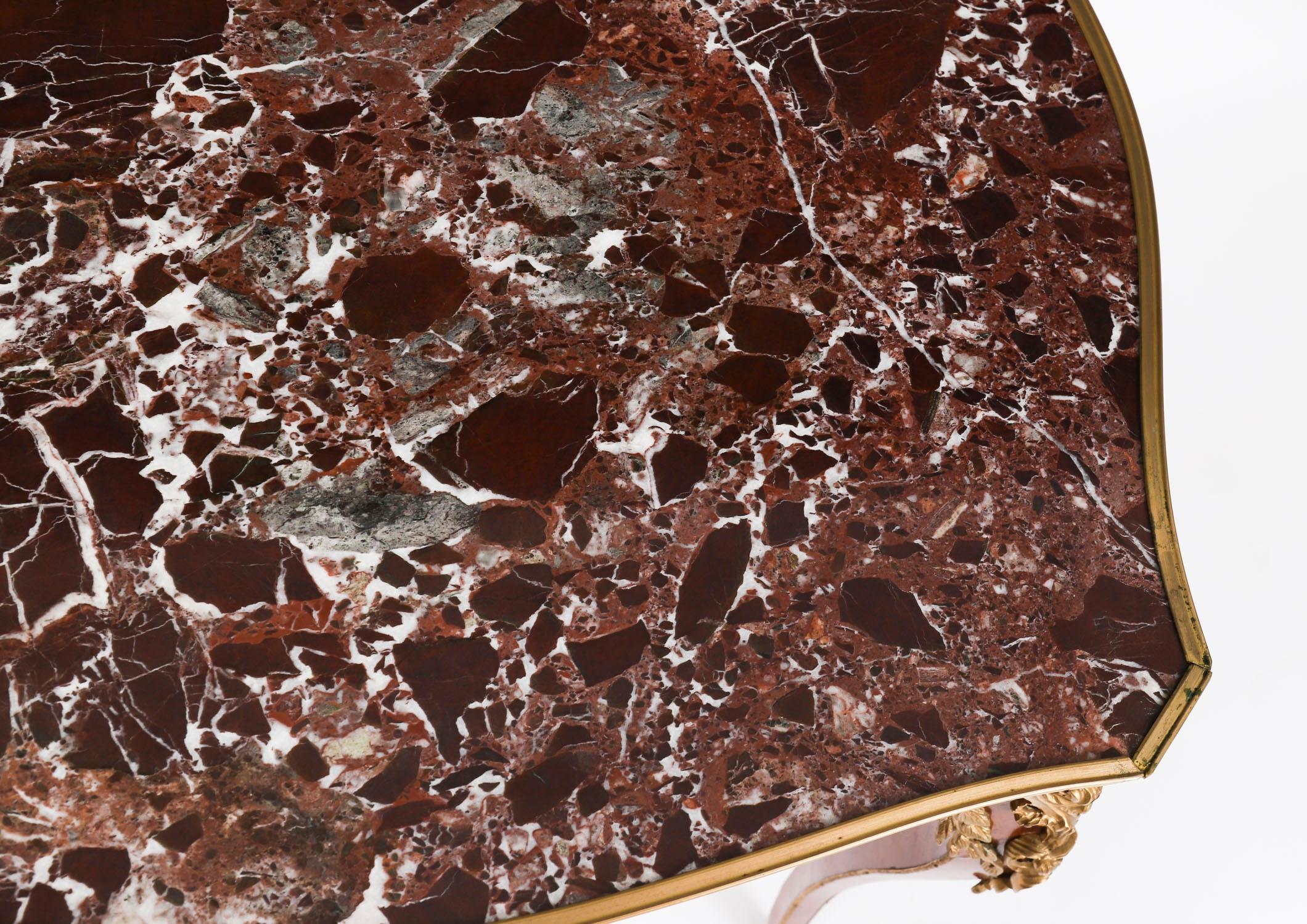 Antique Pair French Louis Revival Marble & Ormolu Occasional Tables 20th Century For Sale 4