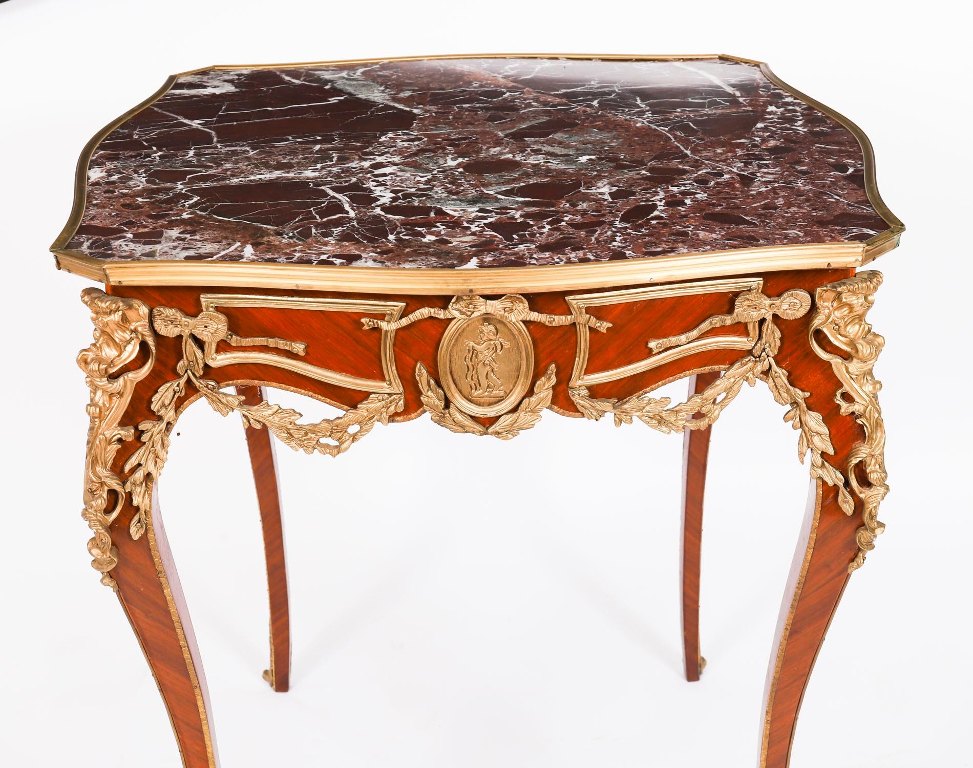 Antique Pair French Louis Revival Marble & Ormolu Occasional Tables 20th Century For Sale 5