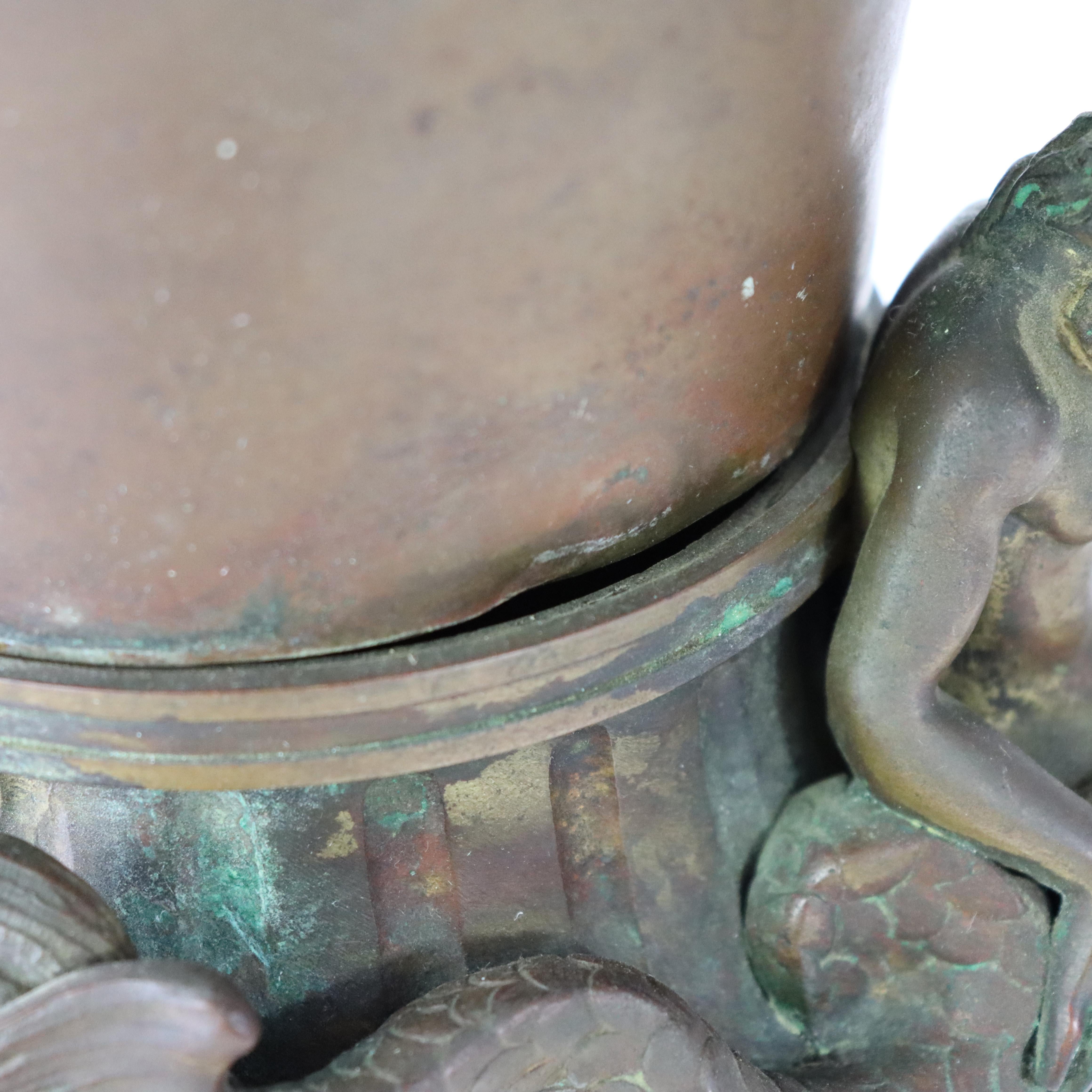 Antique French Pair Louis XIV Figural Bronze Covered Urns 19th C. in vendita 2