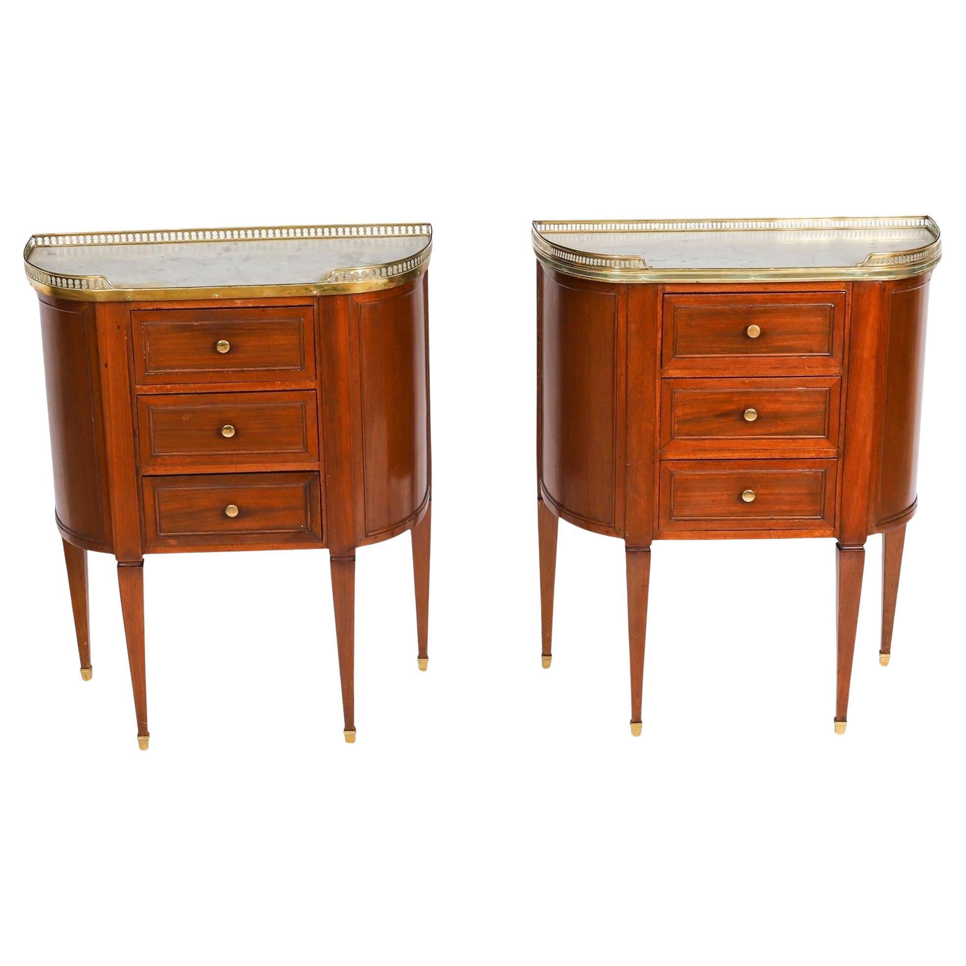 Antique Pair French Louis XVI Revival Bedside Chests / Petit Commodes19thCentury