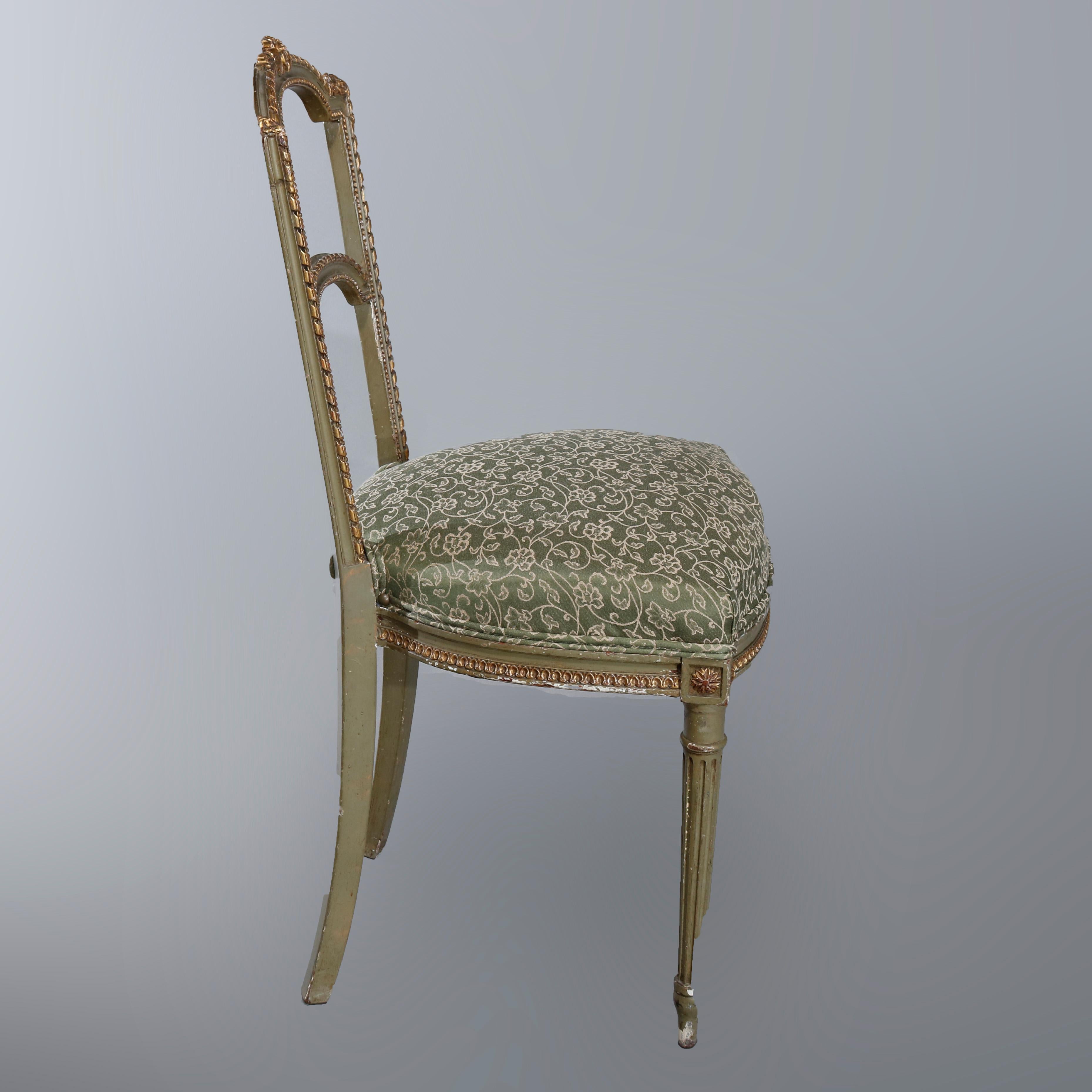 Antique Pair of French Louis XVI Style Parcel-Gilt Side Chairs, circa 1880 In Good Condition In Big Flats, NY