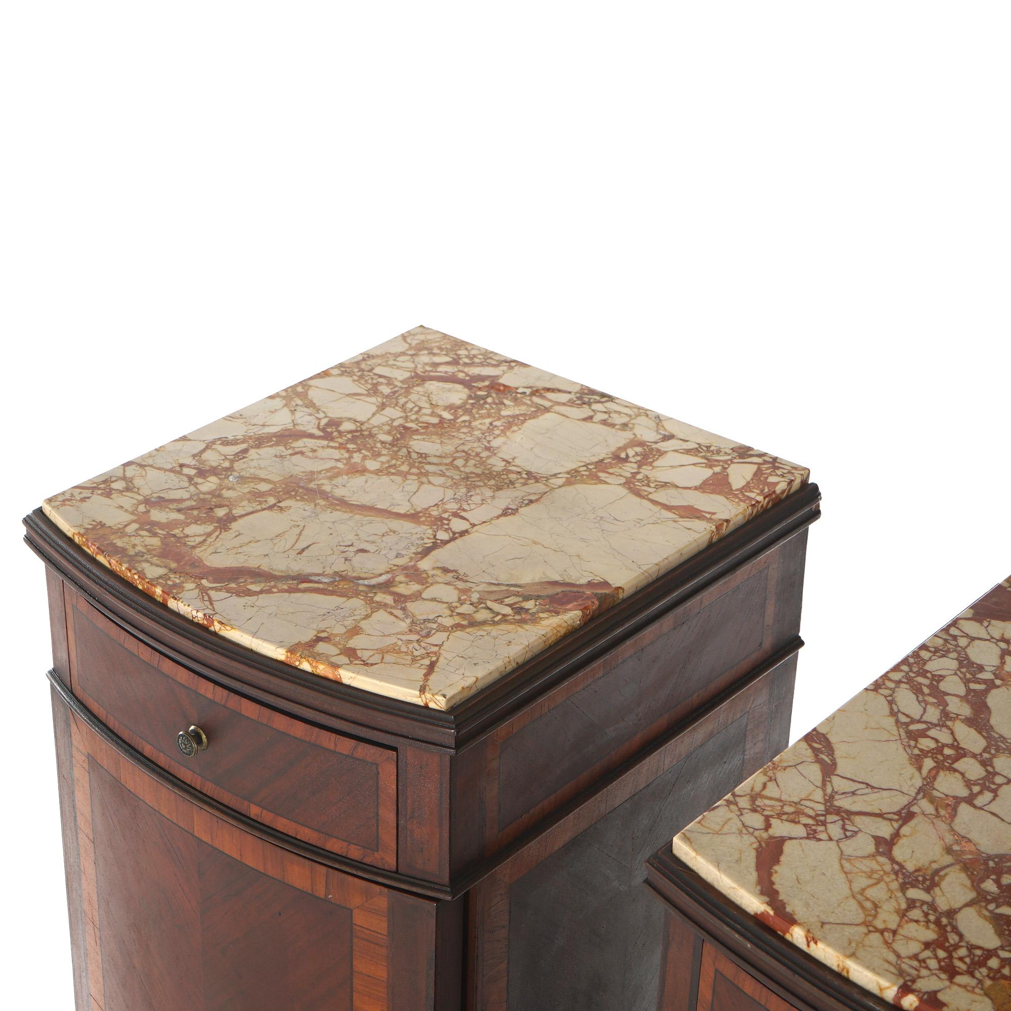 Antiquité Paire de meubles d'appoint en acajou et satiné incrusté de marbre C1900 en vente 5