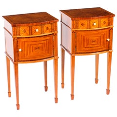 Antique Pair of French Maple & Co Satinwood Bedside Cabinets, 19th Century