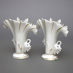 Antique Pair of French Old Paris Porcelain Gilt Decorated Spill Vases circa 1880