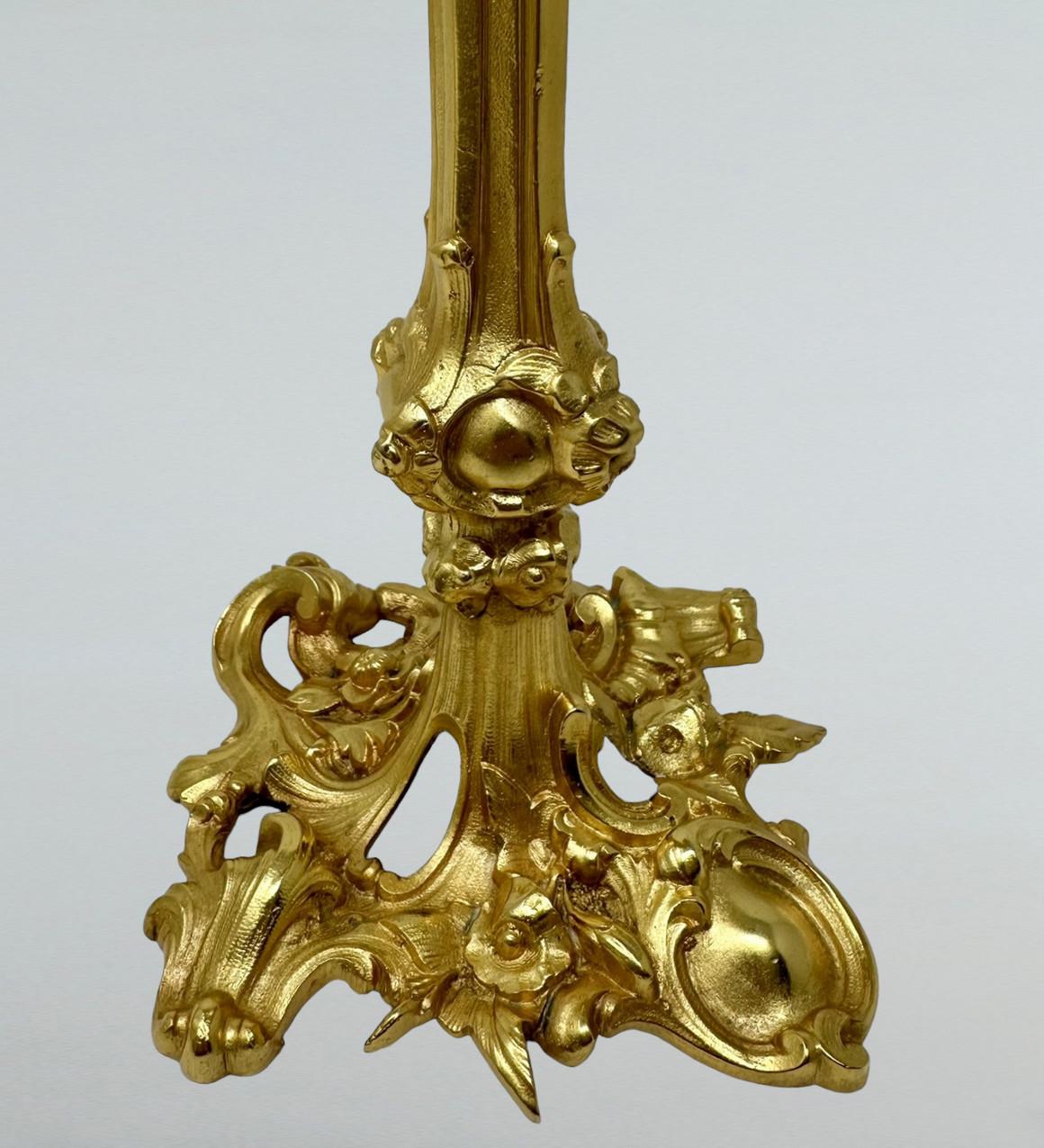 Antike Paar Französisch Ormolu Bronze Dore Edwardian Candlesticks Kandelaber 19. im Angebot 1