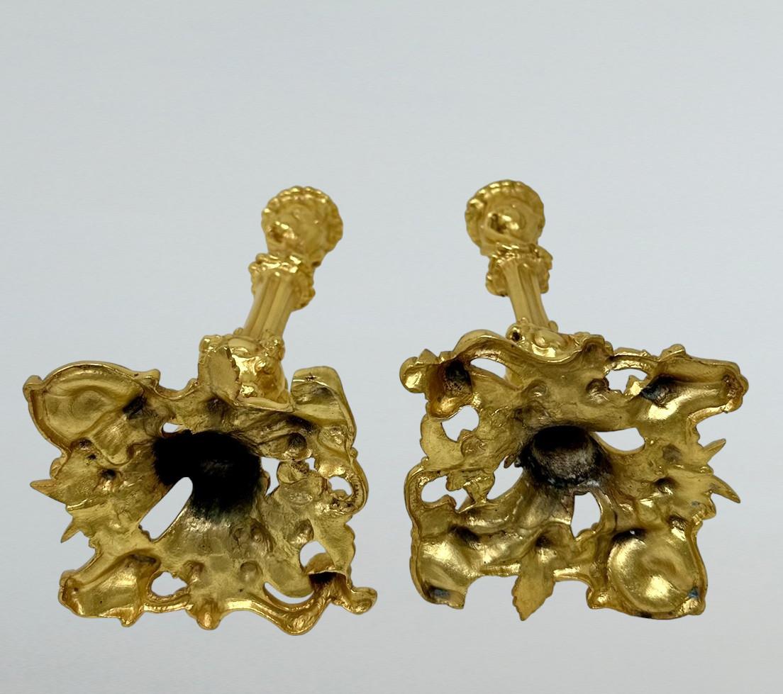 Antike Paar Französisch Ormolu Bronze Dore Edwardian Candlesticks Kandelaber 19. im Angebot 4