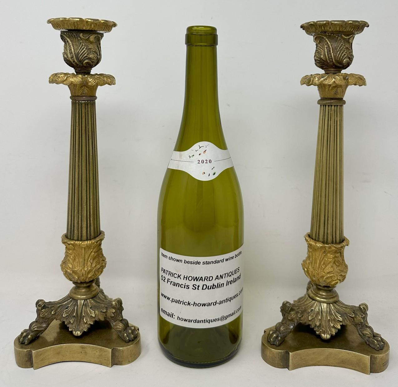 Antique Pair French Ormolu Bronze Dore Victorian Candlesticks Candelabra 19th Ct 5