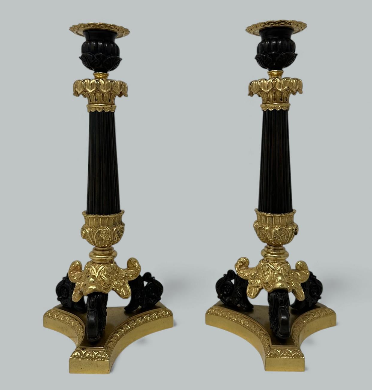 Calco Coppia di candelabri francesi Ormolu Bronzo Dore Vittoriano del 19° secolo in vendita
