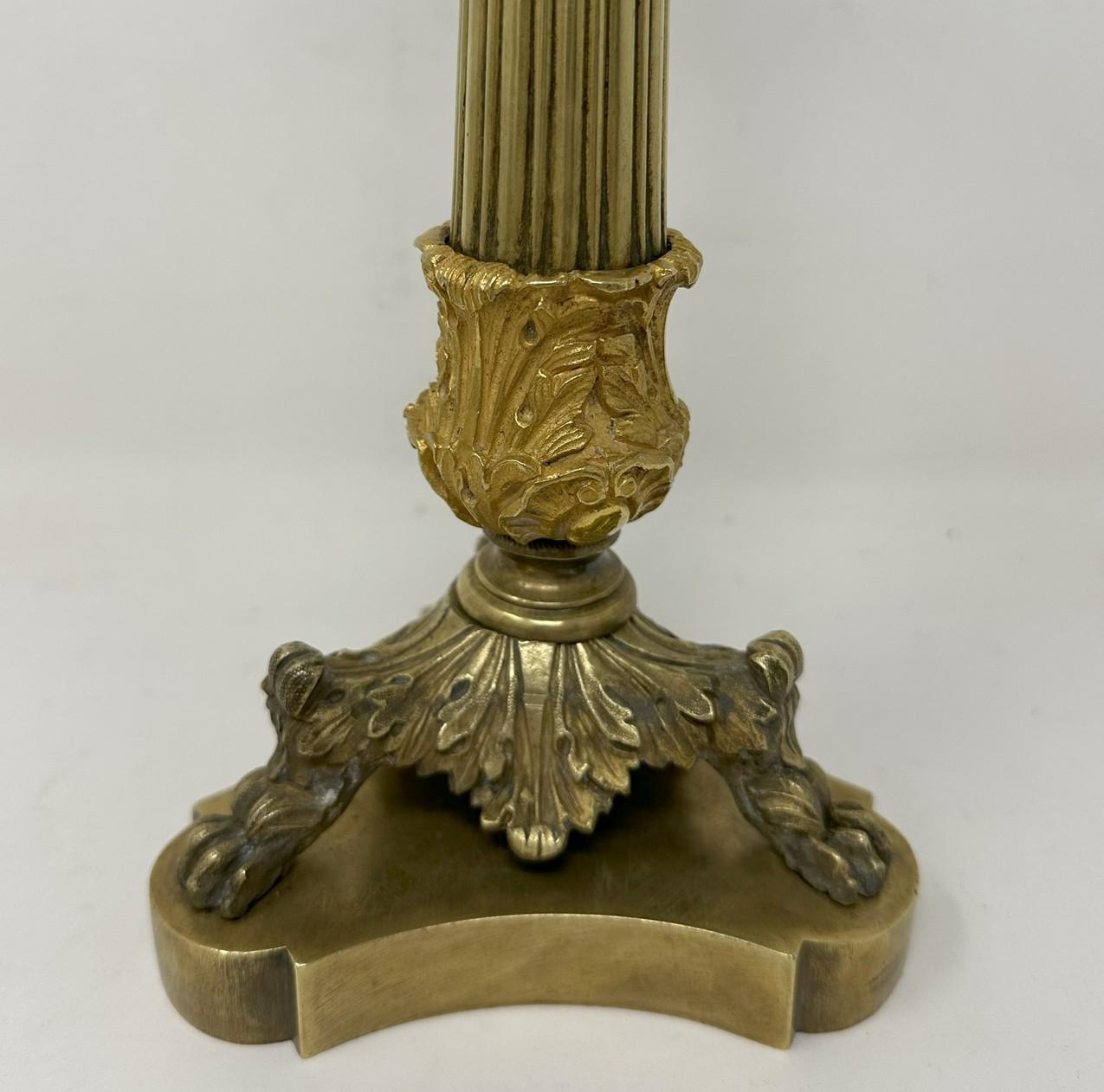 Antique Pair French Ormolu Bronze Dore Victorian Candlesticks Candelabra 19th Ct 1