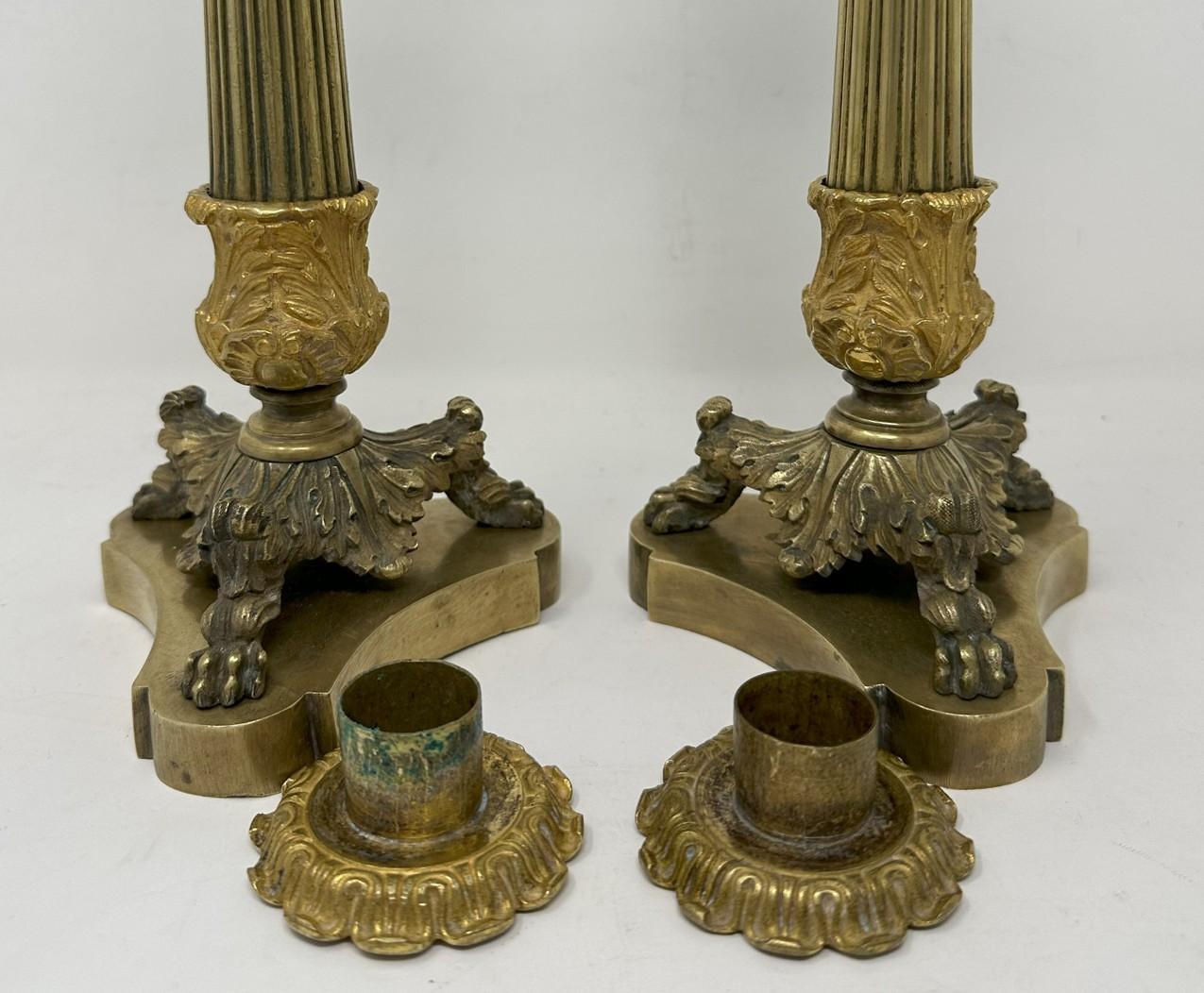 Antique Pair French Ormolu Bronze Dore Victorian Candlesticks Candelabra 19th Ct 3