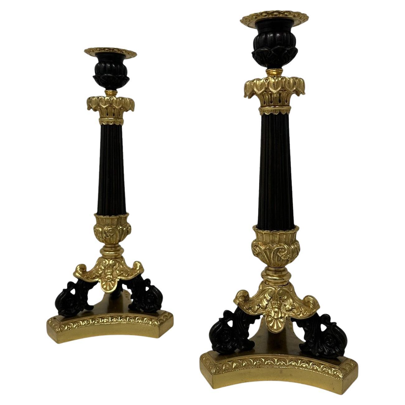 Coppia di candelabri francesi Ormolu Bronzo Dore Vittoriano del 19° secolo