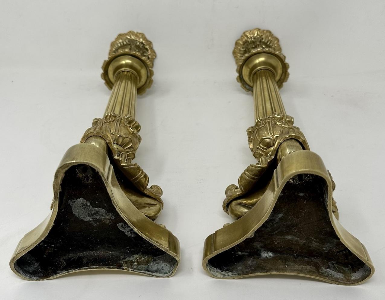 Antique Pair French Ormolu Bronze Dore Victorian Candlesticks Candelabra Regency 6