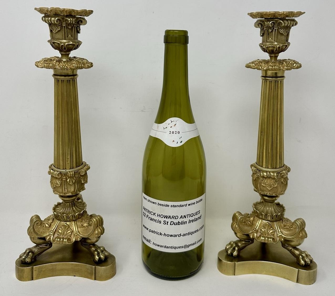 Antique Pair French Ormolu Bronze Dore Victorian Candlesticks Candelabra Regency 7