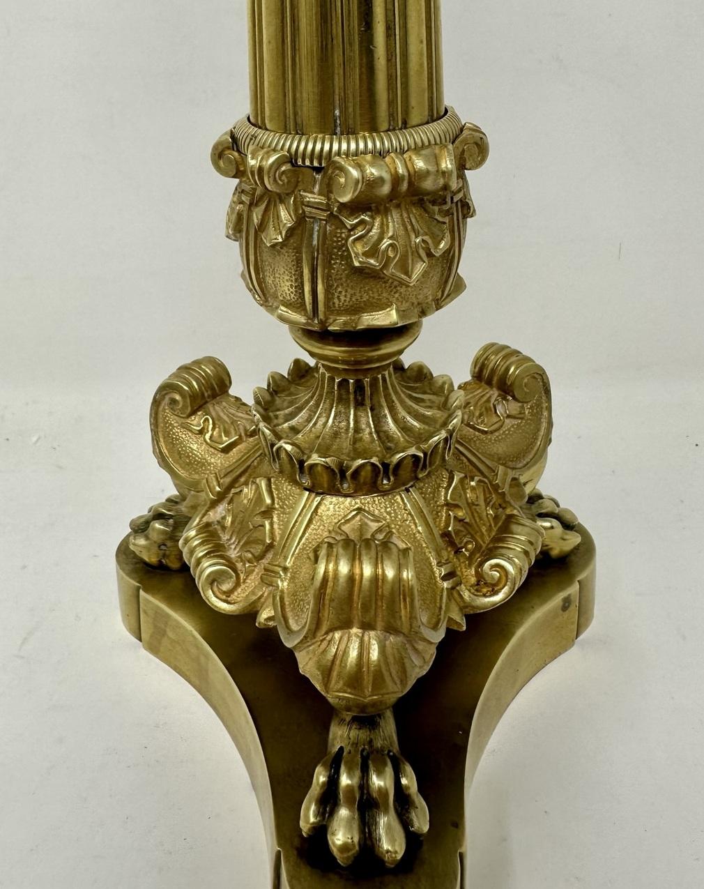Antique Pair French Ormolu Bronze Dore Victorian Candlesticks Candelabra Regency 1