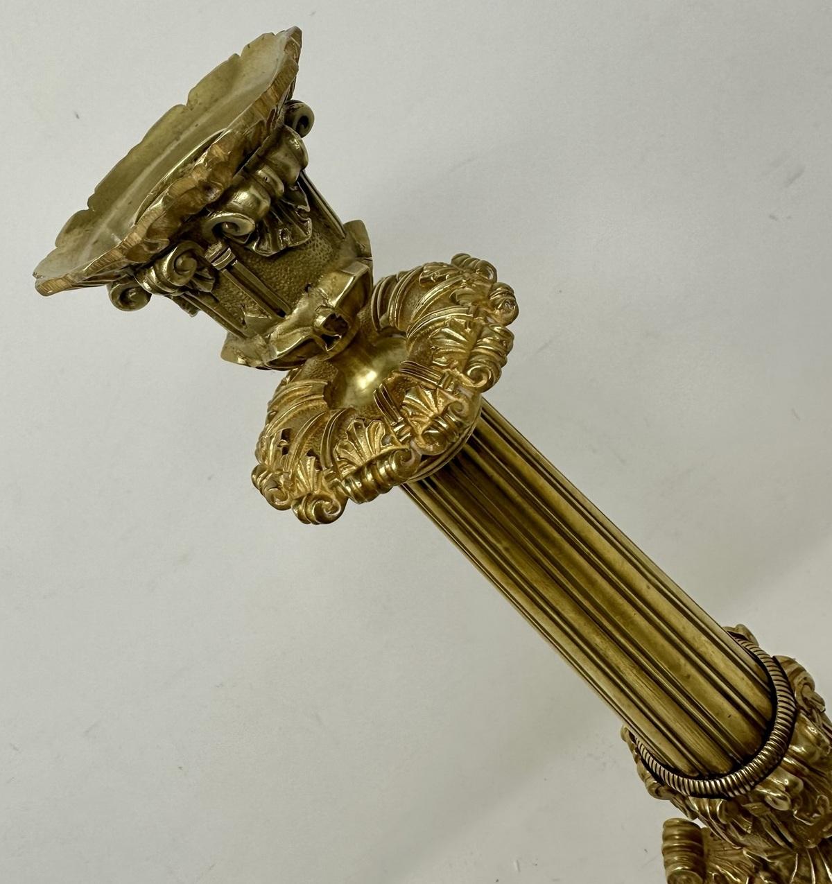 Antique Pair French Ormolu Bronze Dore Victorian Candlesticks Candelabra Regency 2
