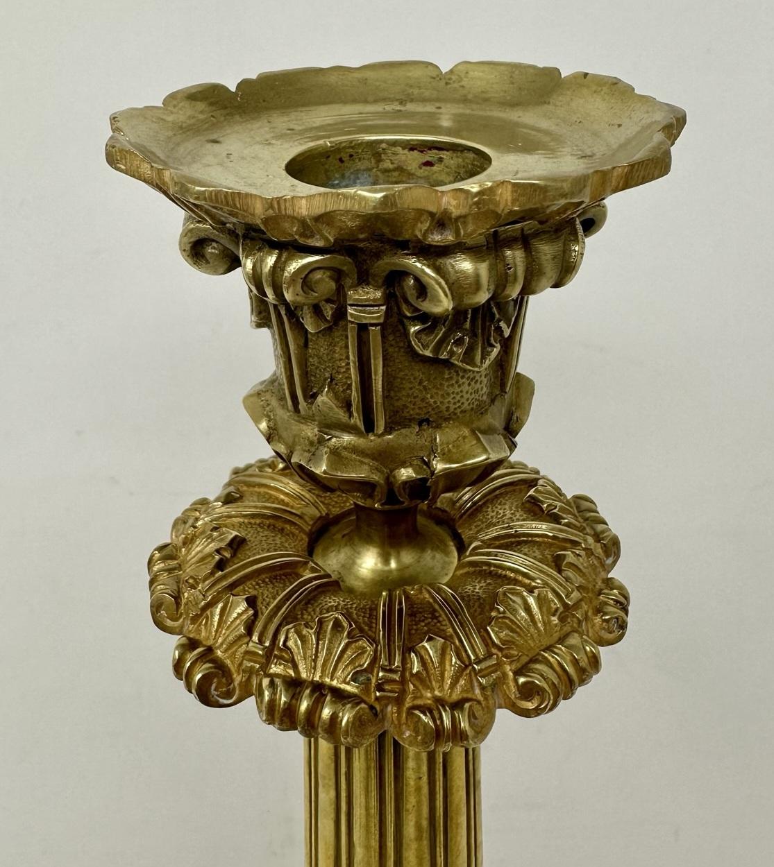 Antique Pair French Ormolu Bronze Dore Victorian Candlesticks Candelabra Regency 3