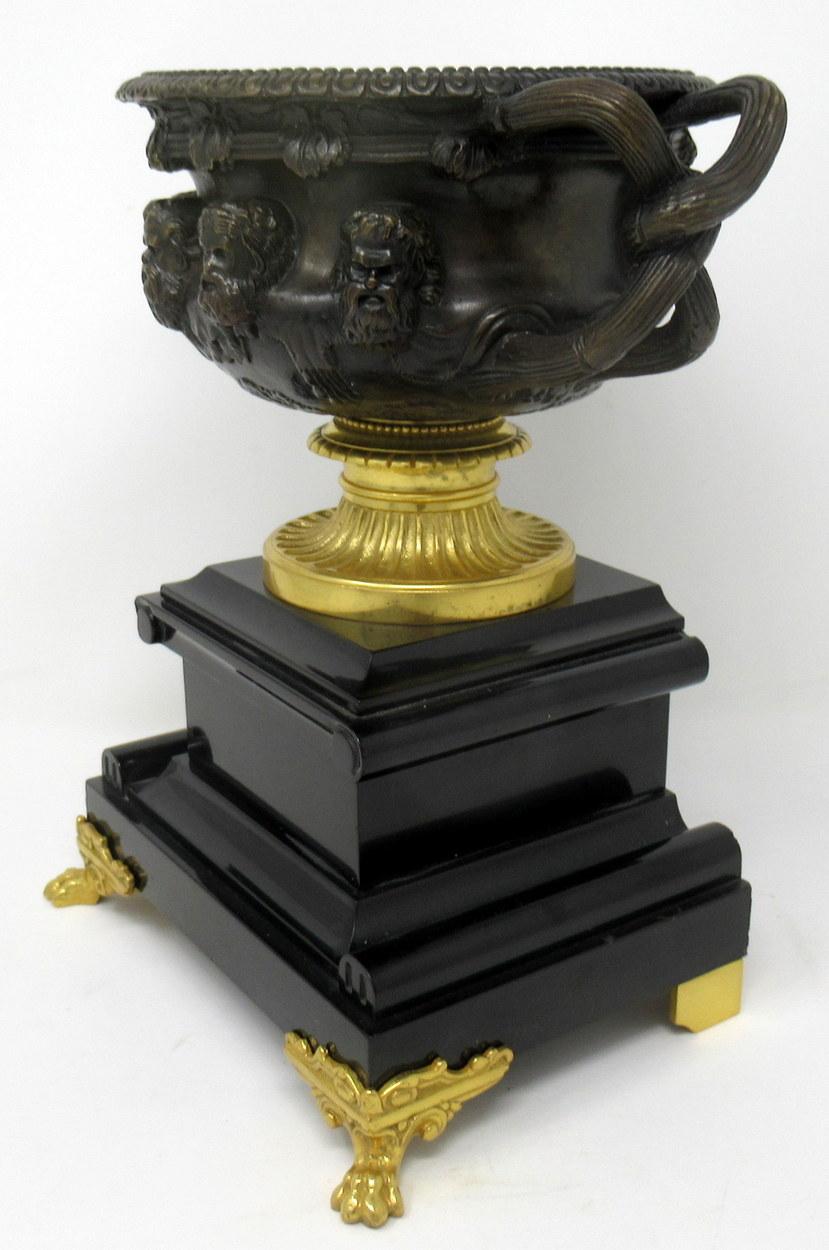 Pair of French Ormolu Bronze Marble Warwick Albani Vases Urns, 19th Century In Good Condition In Dublin, Ireland