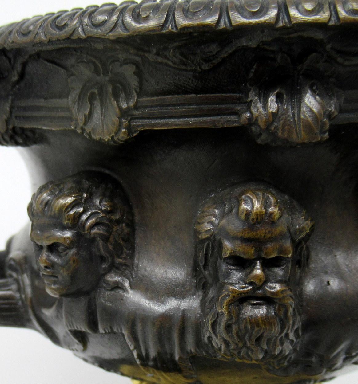 Pair of French Ormolu Bronze Marble Warwick Albani Vases Urns, 19th Century 5