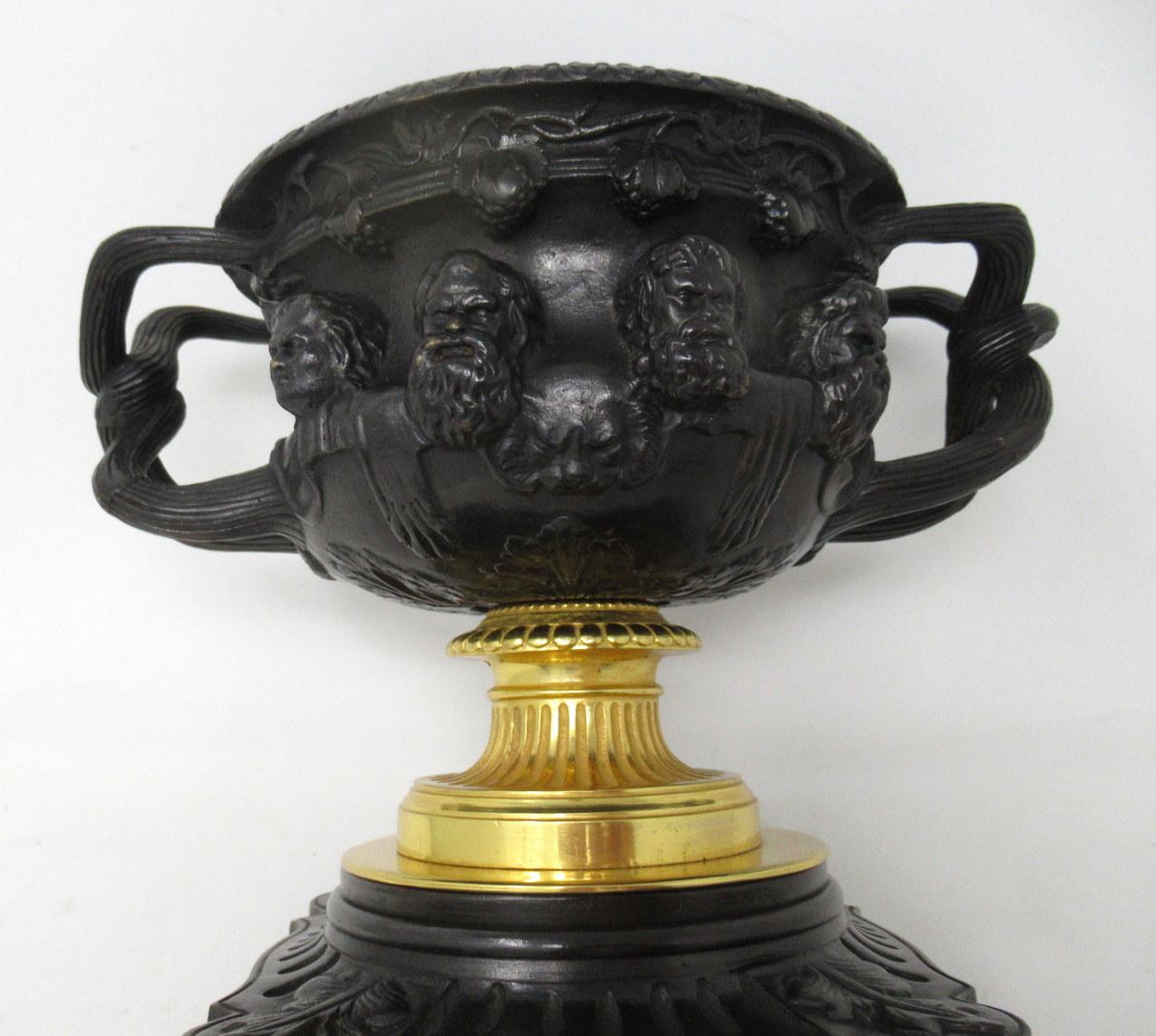 Pair of French Ormolu Bronze Warwick Albani Grand Tour Vases Urns Clodion 7