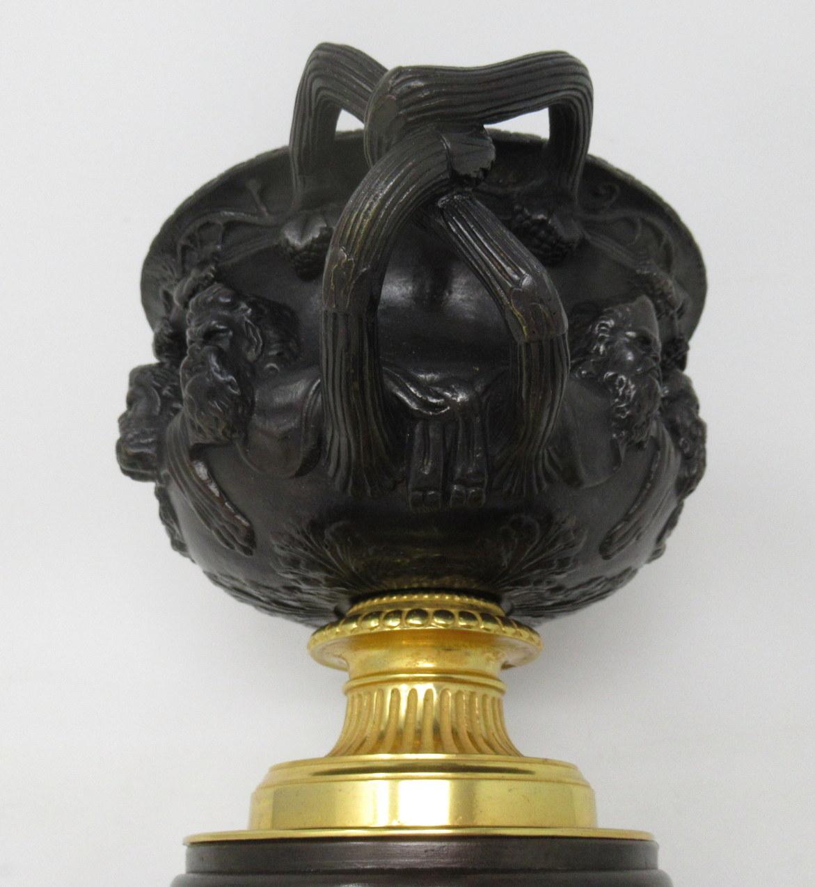 Pair of French Ormolu Bronze Warwick Albani Grand Tour Vases Urns Clodion 9
