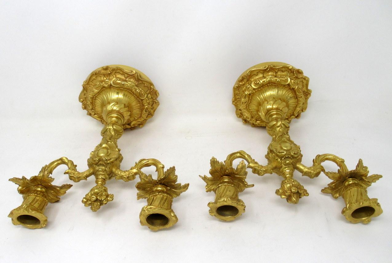 Antique Pair of French Ormolu Gilt Bronze Dore Twin-Arm Candelabras Candlesticks 2