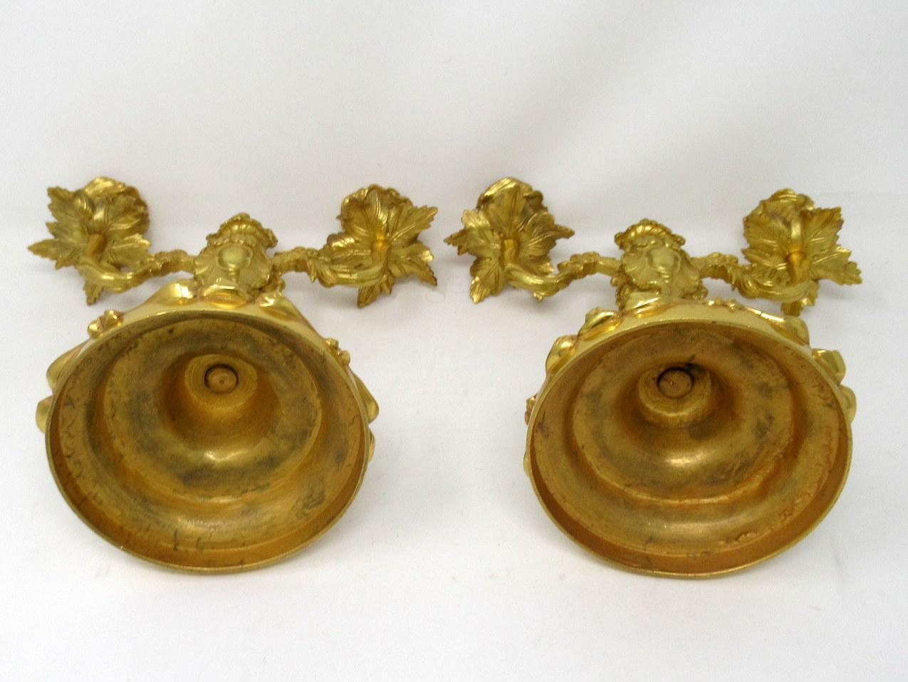 Antique Pair of French Ormolu Gilt Bronze Dore Twin-Arm Candelabras Candlesticks 3