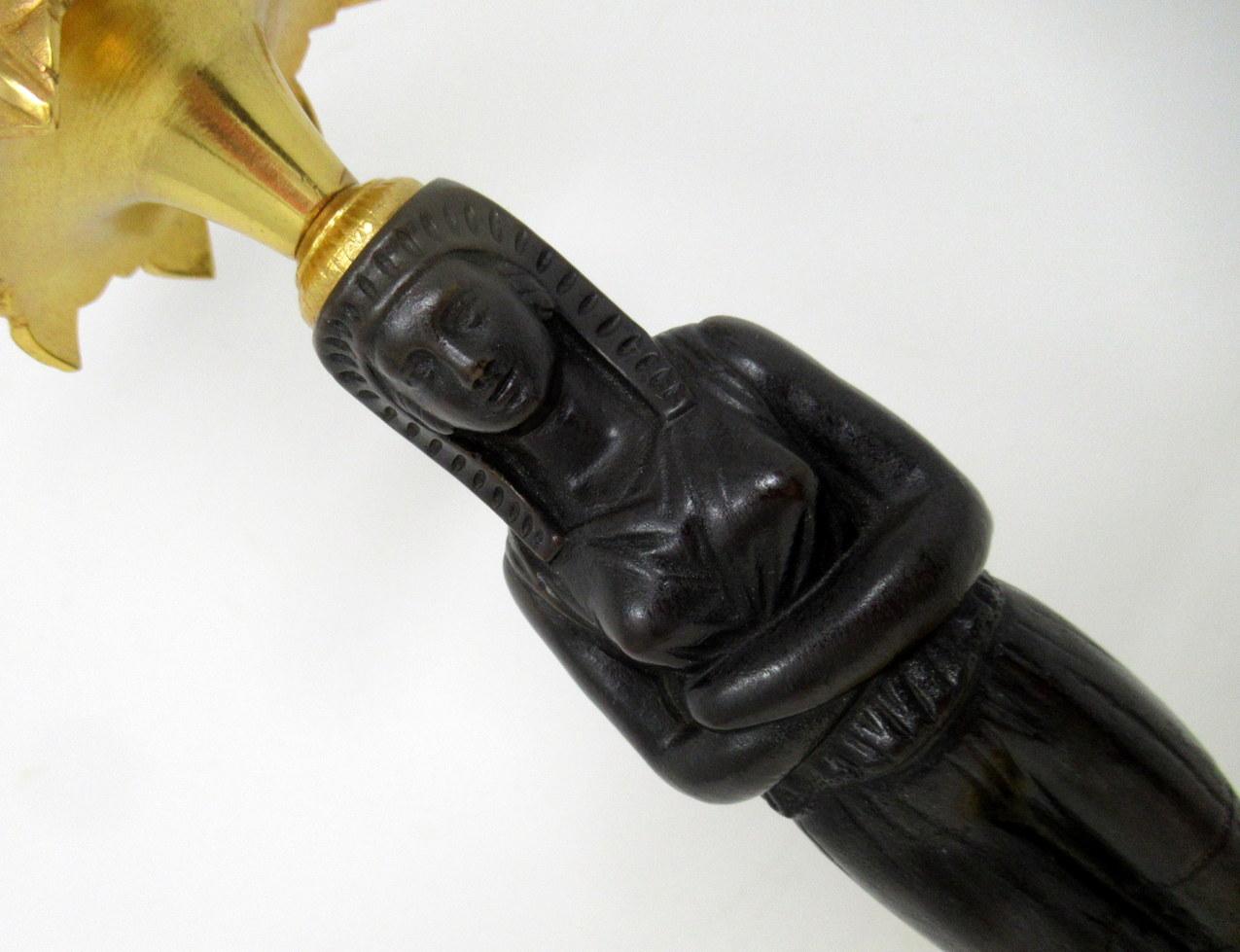 Antique Pair of French Ormolu Gilt Bronze Empire Candlesticks Egyptian Figures 3