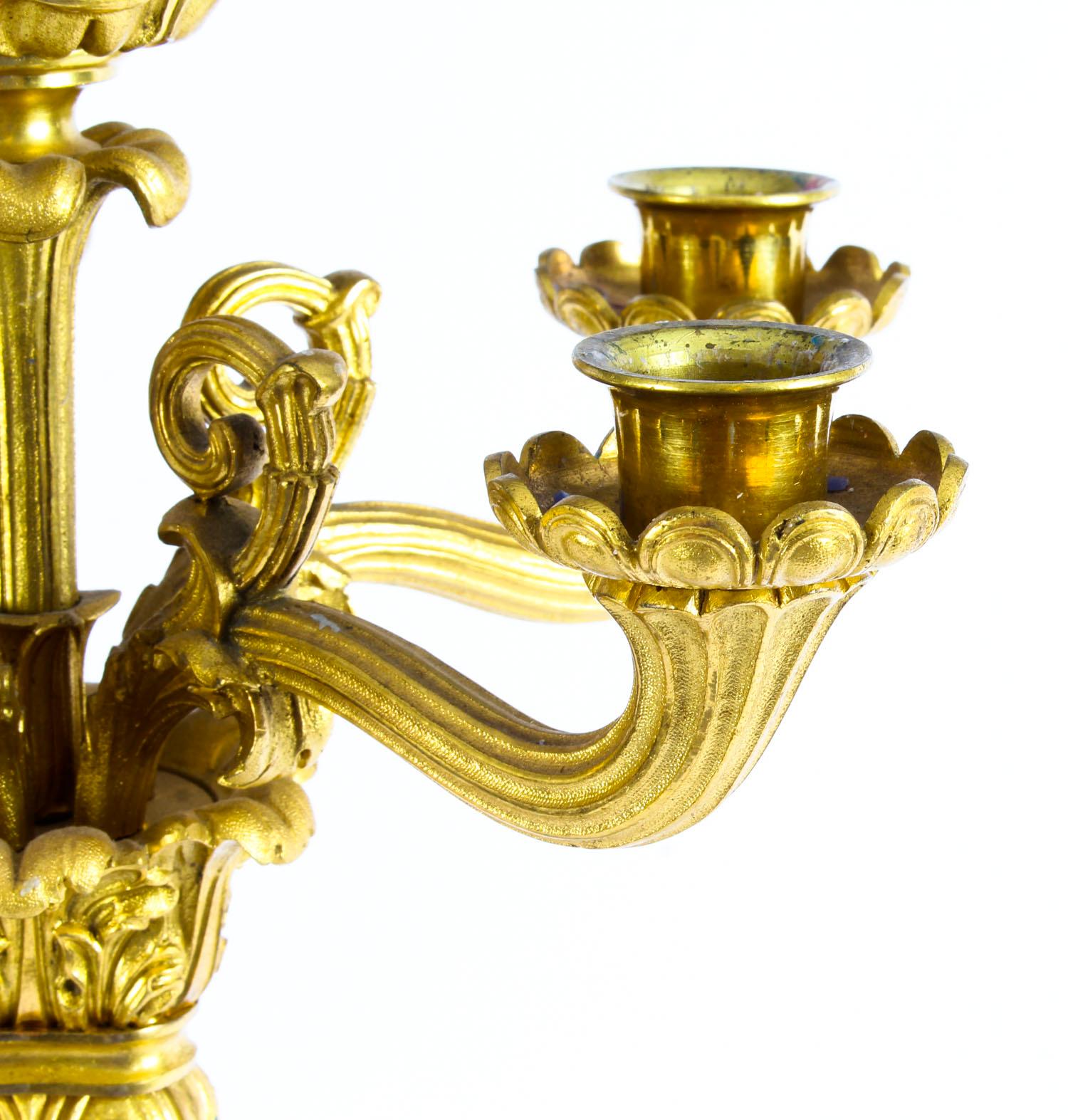Antique Pair of French Ormolu and Marble Candelabra, 19th Century 6