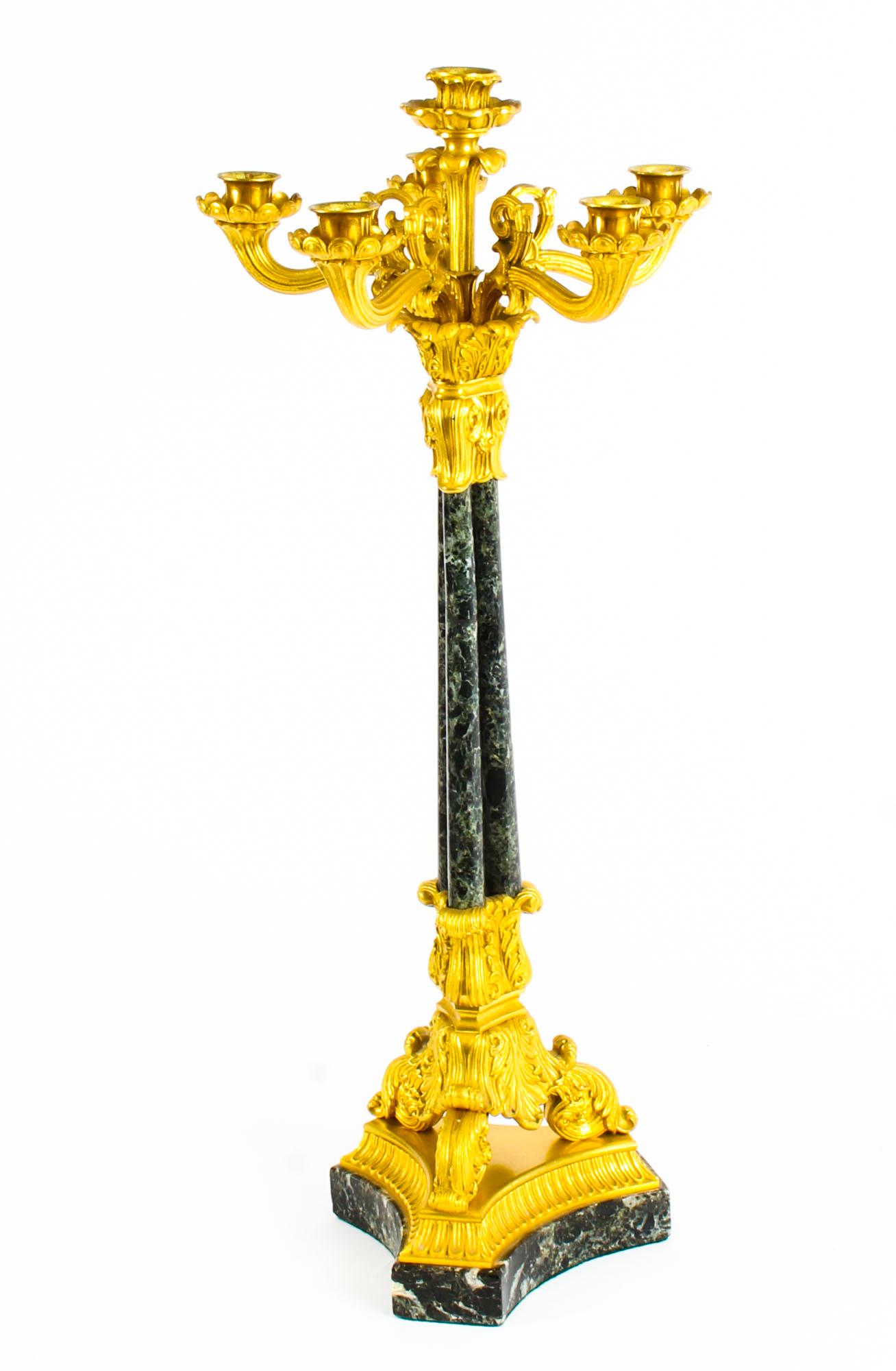 Antique Pair of French Ormolu and Marble Candelabra, 19th Century In Good Condition In London, GB