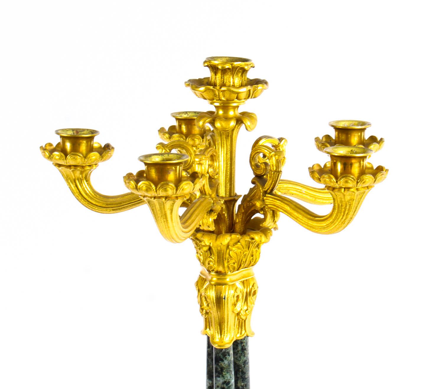 Antique Pair of French Ormolu and Marble Candelabra, 19th Century 1