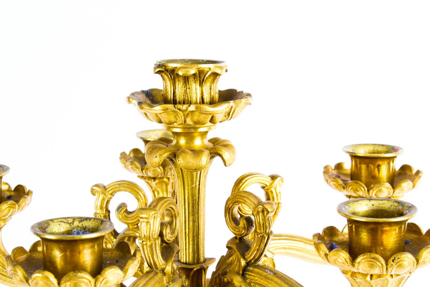 Antique Pair of French Ormolu and Marble Candelabra, 19th Century 5